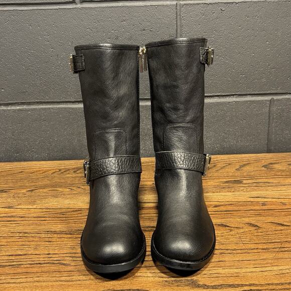Vince Camuto Walda Black Leather Moto Biker Boots Women’s 8.5 - Picture 3 of 8